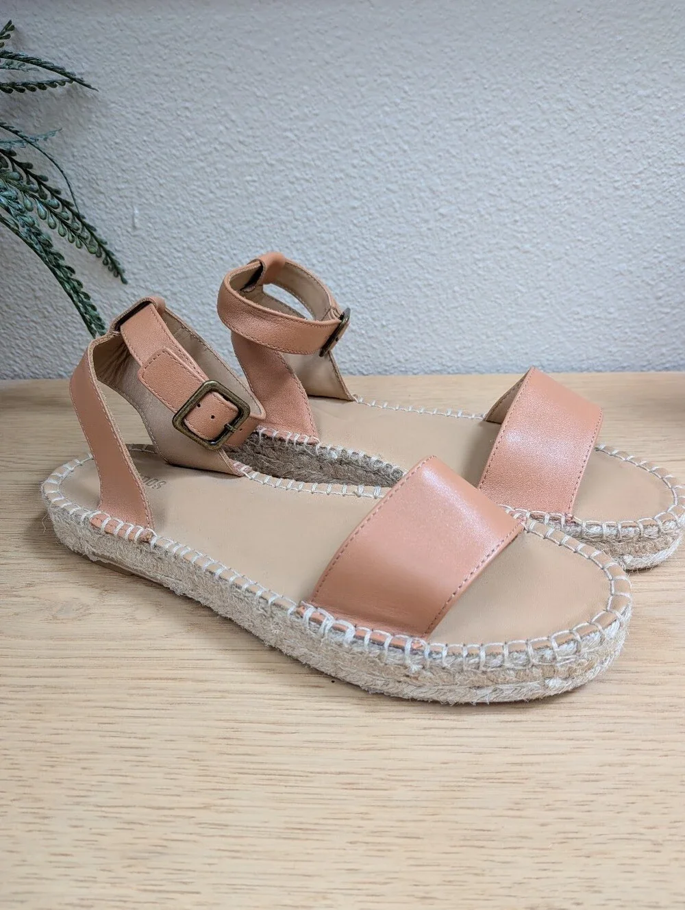 NEW Soludos Cadiz Brown Leather Espadrille Platform Sandals Size 9